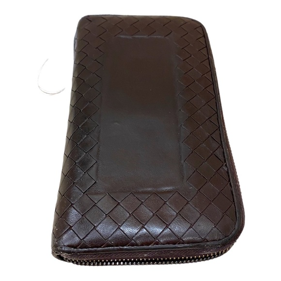 Bottega Veneta Brown Intrecciato Woven Leather Zip Around Wallet - Picture 6 of 17